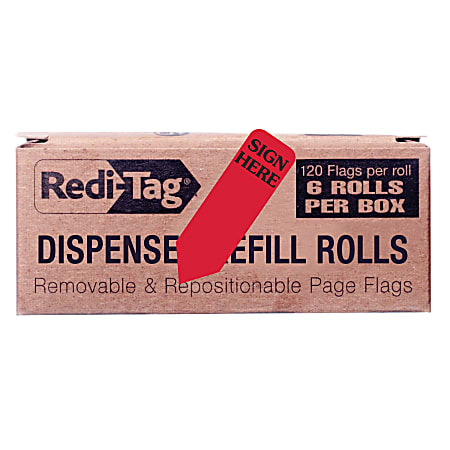 Redi-Tag Sign Here Reversible Red Refill Rolls -