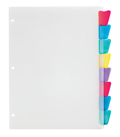Premier A4 Clear Plastic 8Part Subject Dividers Round Colour Index Tabs 1Pk