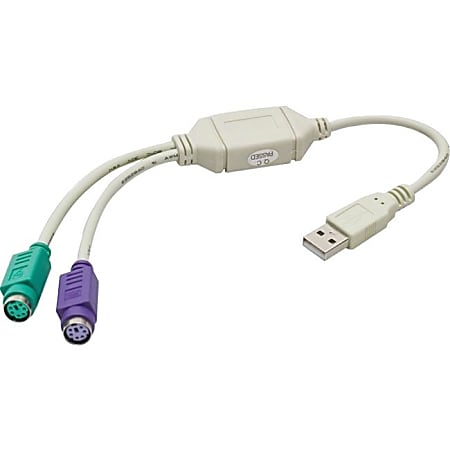 SYBA Multimedia USB 1.1 to PS2 Connector (Keyboard and Mouse) - 1.04 ft (PS/2)/USB Data Transfer Cable for Keyboard/Mouse - First End: 1 x 6-pin Mini-DIN (PS/2) - Female - Second End: 1 x USB 1.1 Type A - Male - Splitter Cable - 1