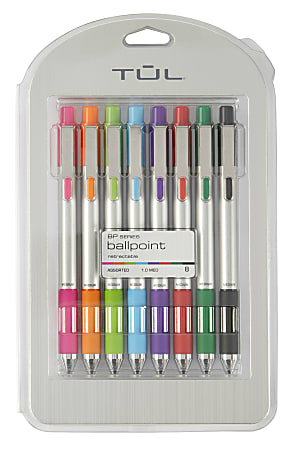 TUL GL Series Retractable Gel Pens Medium Point 0.8 mm Assorted Barrel  Colors Assorted Metallic Inks Pack Of 8 Pens - Office Depot