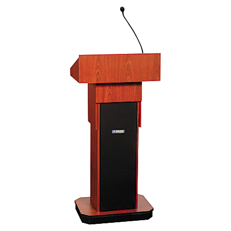AmpliVox Executive Adjustable Sound Column Lectern, 46 1/2"H x 21"W x 15"D, Mahogany