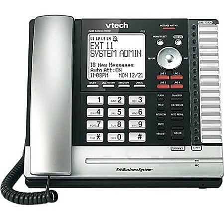 VTech ErisBusinessSystem UP416 DECT Standard Phone - 4 x Phone Line - Speakerphone - Answering Machine - Hearing Aid Compatible - Backlight