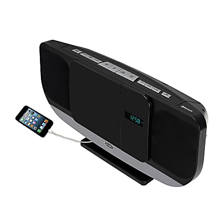 JENSEN Bluetooth JBS 215 Wall Mountable Music System With CD Player And FM  Radio 9.1 H x 19.6 W x 4.9 D Black - Office Depot