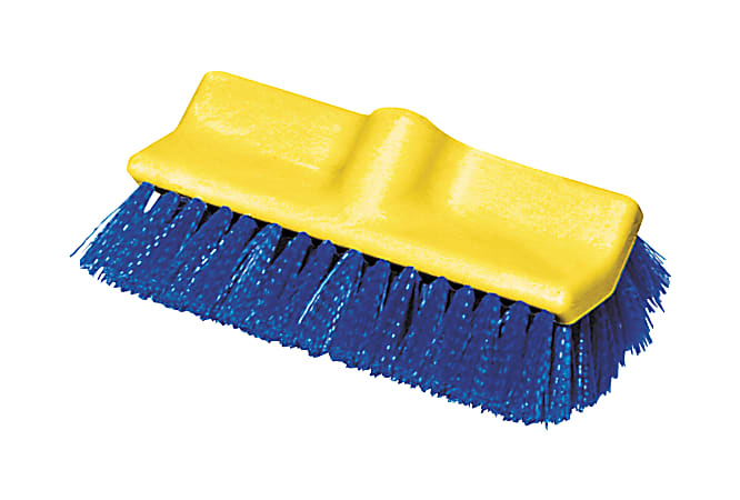 Rubbermaid Commercial Bi-Level Deck Scrub Brush, Poly Fibers, 10 Plastic Block, Tapered Hole, 1 Brush