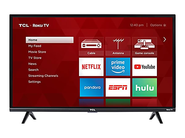 TCL 32S327 - 32" Diagonal Class (31.5" viewable) - 3-Series LED-backlit LCD TV - Smart TV - Roku TV - 1080p 1920 x 1080 - black