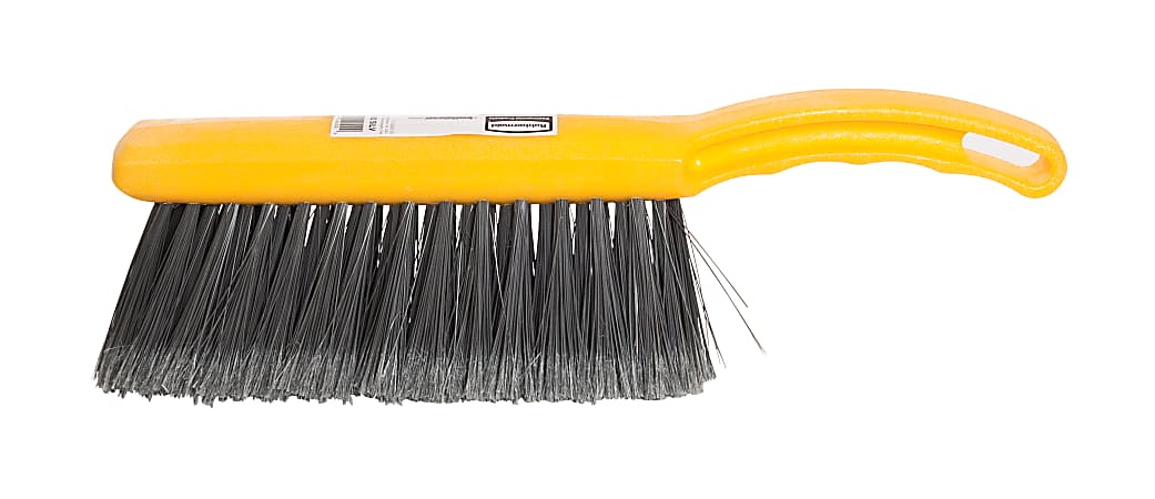 Rubbermaid Commercial Countertop Block Brush - 8 Synthetic Bristle - 12.5  Overall Length - 1 Each - Yellow, Silver