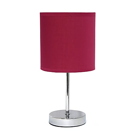 Simple Designs Mini Basic Table Lamp, 11-7/8H", Wine Shade/Chrome Base