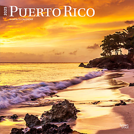 2025 BrownTrout Puerto Rico Monthly Plastic-Free Square Wall Calendar, 12" x 12", Travel and Scenic, January to December 2025, 9781975475581