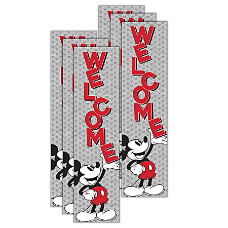 Eureka Mickey Mouse Throwback Welcome Vertical Banners, 12" x 45", Bundle Of 6 Banners