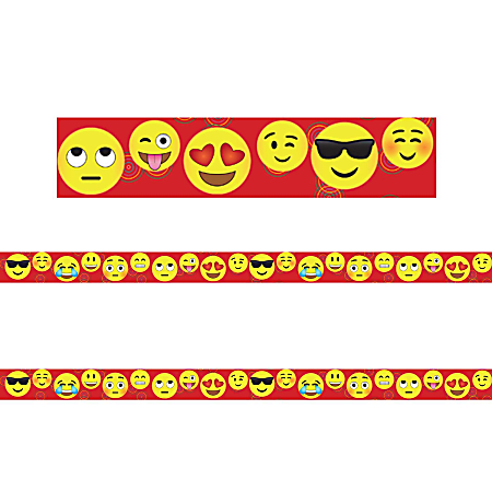 Charles Leonard Rectangle Cut Borders/Trims, Emoji, 24’ Per Pack, Set Of 2 Packs