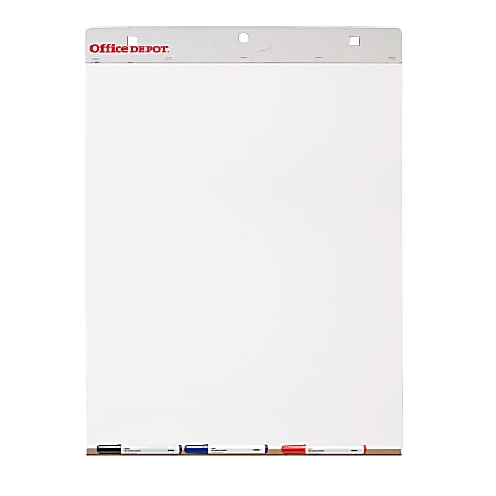 Office Depot® Brand 30% Recycled Bleed-Resistant Easel Pad, 27" x 30 1/4", 3-Hole Punched, 50 Sheets, White