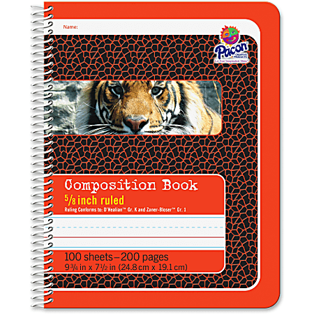 Pacon Composition Book - 100 Sheets - 200 Pages - Spiral Bound - Short Way Ruled - 0.63