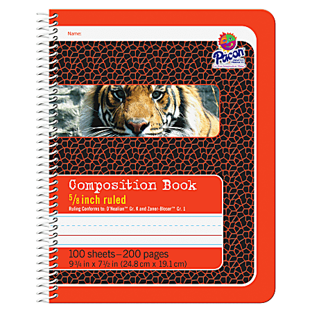 Pacon Composition Book - 100 Sheets - 200 Pages - Spiral Bound - Short Way Ruled - 0.63