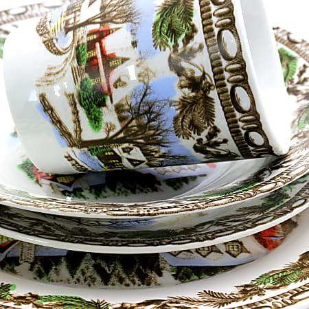 Gibson home christmas toile 16 shop piece dinnerware set
