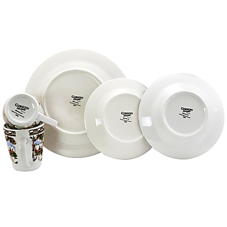 Gibson home christmas toile 16 piece dinnerware set deals