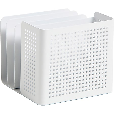 U Brands Perforated Sorter Cup - Durable - White - Metal - 1 Each
