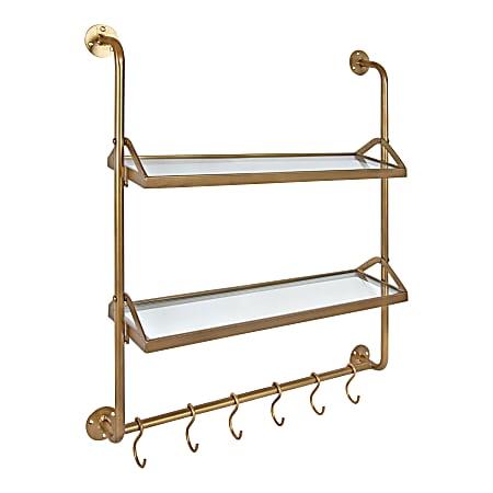 Kate and Laurel Marit Wall Shelves, 31"H x 26"W x 6"D, Gold