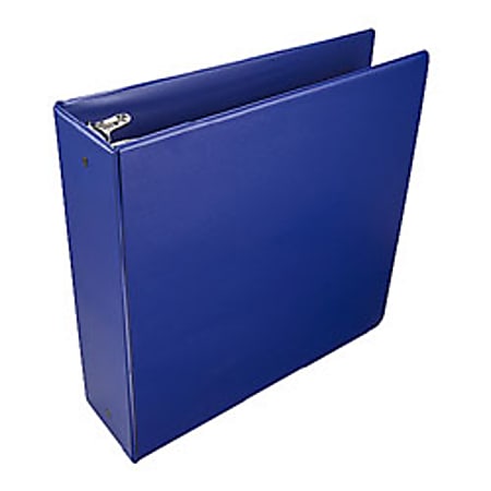 Office Depot® Brand Deluxe Locking Round-Ring Binder With Label Holder, 2" Rings, 42% Recycled, Blue