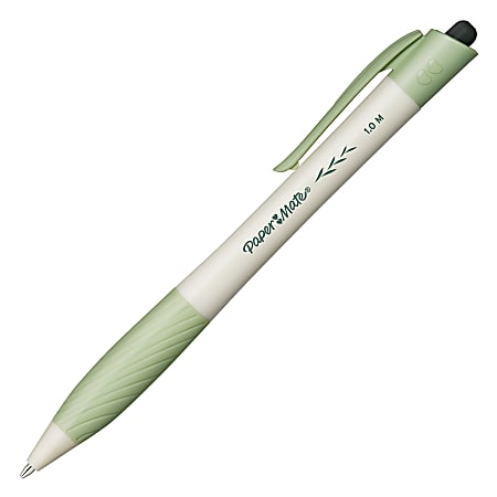 Paper Mate® Earth Write™ Ballpoint Pens, Refillable, Medium Point, 1.0 mm, White Barrels, Black Ink, Pack Of 12