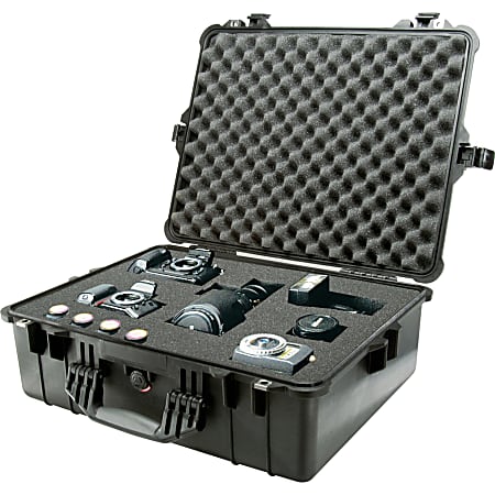 Pelican 1600 Shipping Case - Internal Dimensions: 21.43" Length x 16.50" Width x 7.87" Depth - External Dimensions: 24.3" Length x 19.4" Width x 8.7" Depth - 12.04 gal - Double Throw Latch Closure - Copolymer, Stainless Steel - Black - For Military