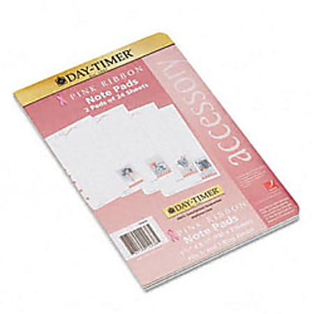 Day-Timer® Organizer Accessory, Pink Ribbon Note Pad, 5 1/2" x 8 1/2", 48 Sheets Per Pad
