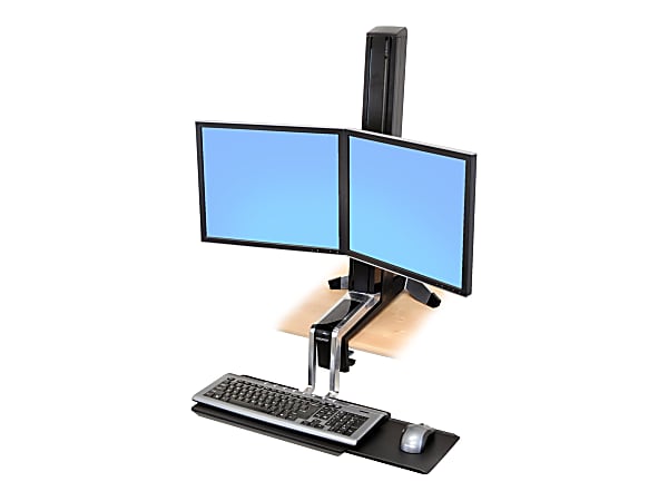 Ergotron® Workfit-S Dual Sit-Stand Desk Riser Workstation, 22-4/5 "W x 45-2/7 "D, Black