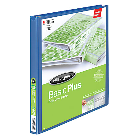 Wilson Jones® CleanView™ Poly 3-Ring Binder, 3/8" Round Rings, Blue