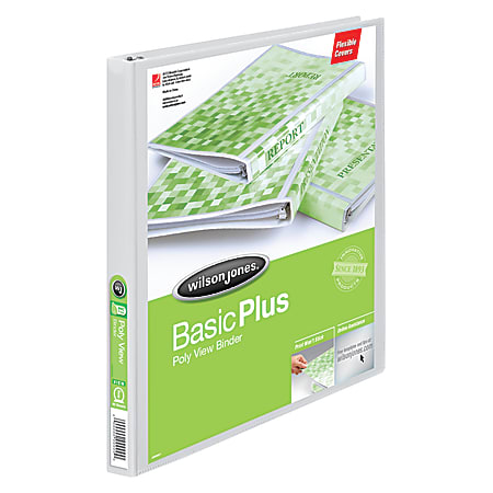 Wilson Jones® CleanView™ Poly 3-Ring Binder, 3/8" Round Rings, White