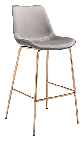 Zuo Modern Tony Bar Chair, Gray/Gold