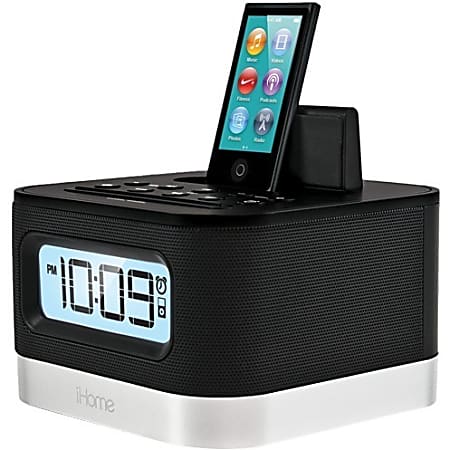 iHome iPL8 Desktop Clock Radio - Stereo - Apple Dock Interface - Proprietary Interface - FM - USB - iPad Dock, iPhone Dock
