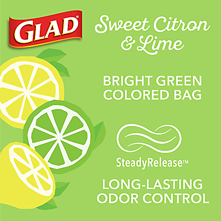 Glad Trash Bags, Drawstring, Sweet Citron & Lime, Small, 4 Gallon - 34 bags