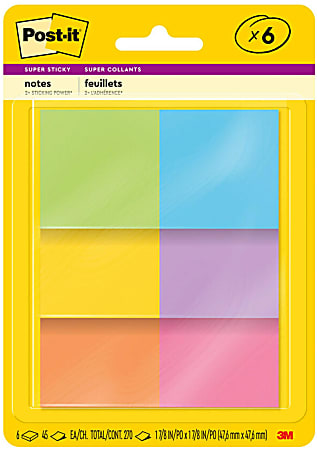 Post-it® Super Sticky Notes, 270 Total Notes, Pack
