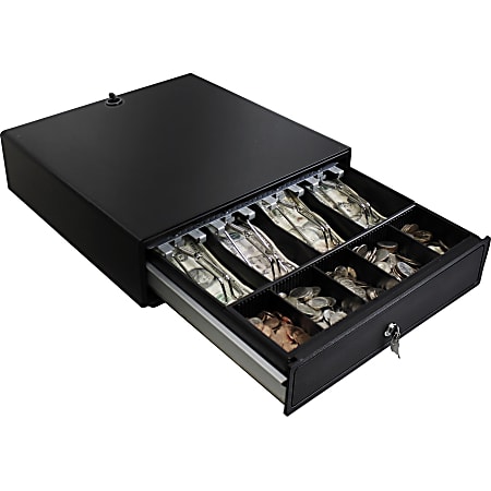 Adesso 13" POS Cash Drawer With Removable Cash Tray - 4 Bill - 5 Coin - 2 Media Slot - 3 Lock Position - Steel - 3.3" Height x 13" Width x 14.2" Depth