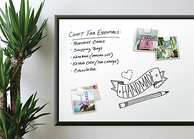 U Brands Magnetic Dry-Erase Board, 36" X 24", Black Aluminum Frame, Actual Size 35" X 23" (2895U00-01)