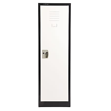 Alpine Kids’ 1-Tier Steel Locker, 48”H x 15”W x 15”D, Black/White