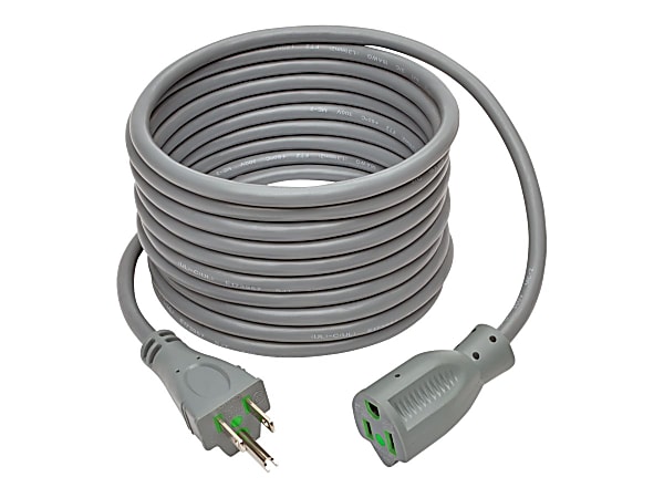 Eaton Tripp Lite Series Hospital-Grade Extension Cord, NEMA 5-15P to NEMA 5-15R - Green Dot, 13A, 125V, 16 AWG, 15 ft. (4.57 m), Gray - Power extension cable - NEMA 5-15R (R) to NEMA 5-15P (P) - AC 125 V - 13 A - 15 ft - molded - gray