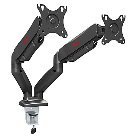 Pixio PS1D Premium Dual Monitor Arm Stand, 16-1/8"H x 3-1/2"W x 16-1/8"D, Matte Black