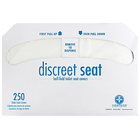 Hospeco Discreet Seat Half-Fold Toilet Seat Covers, White, 250 Sheets Per Pack, Case Of 20 Packs