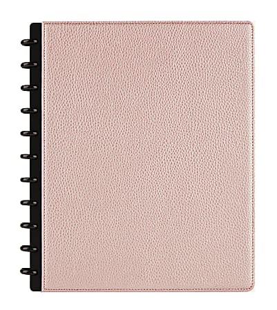 TUL® Discbound Notebook With Pebbled Leather Cover, Letter Size, Narrow Ruled, 60 Sheets, Rose Gold