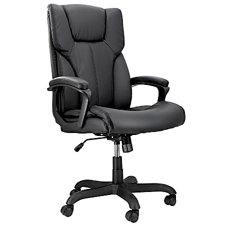 Elama Faux Leather High-Back Adjustable Office Chair, Plush Tuft, Black