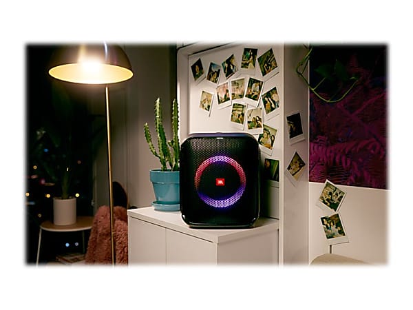 JBL Partybox Encore Essential  Portable party speaker with powerful 100W  sound, built-in dynamic light show, and splash proof design.