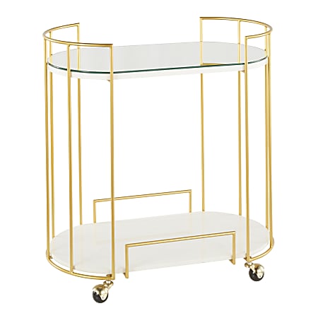 LumiSource Canary Contemporary 2-Shelf Cart, White/Gold