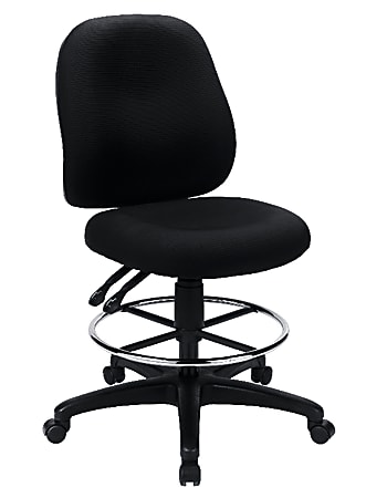 Realspace® PRO 3000-Series Fabric Drafting Stool With Back, Black