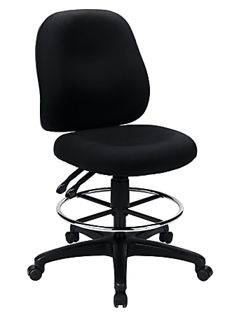 Realspace PRO 3000 Series Fabric Drafting Stool With Back Black