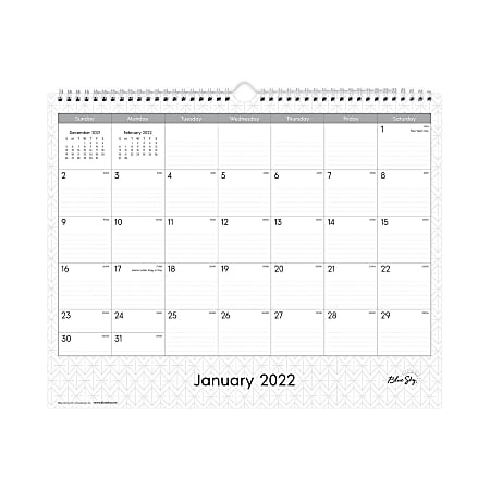 Blue Sky™ Monthly Safety Wirebound Wall Calendar, 15" x 12", Enterprise, January To December 2022, 111292