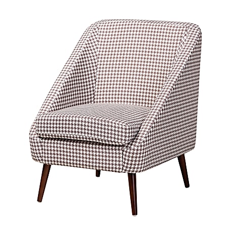 Baxton Studio Gia Houndstooth Accent Chair, Brown/White