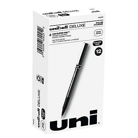 uni ball Deluxe Rollerball Pens Micro Point 0.5 mm Charcoal Barrel