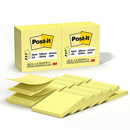 Post-it Pop Up Notes, 12 Pads, 3 in x 3 in, Clean Removal, School Supplies and Office Products, Sticky Notes  - R330YWPK