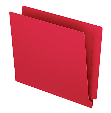 Office Depot® Brand Color End Tab Folders, 8 1/2" x 11", Letter Size, Red, Pack Of 10