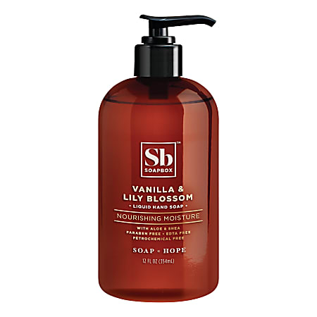 Soapbox Hand Soap, Vanilla And Lily Blossom, 12 Oz, Carton Of 12 Bottles